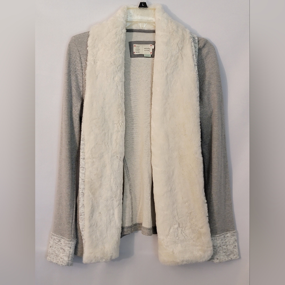 Anthropologie Ambrose Saturday Sunday Cardigan with Faux Fur Trim Size M